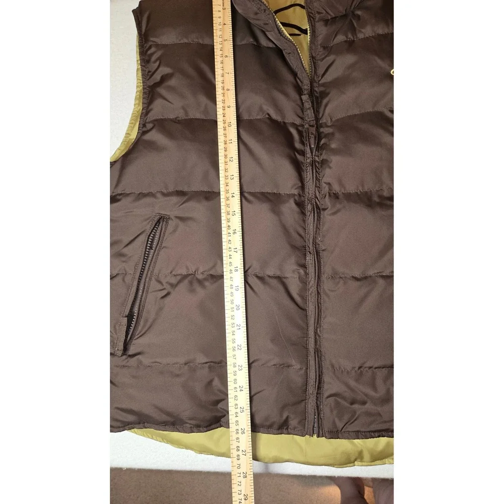 Resistol Ranch Mens Brown/Green Reversible Puffer Vest Down Fill size Large